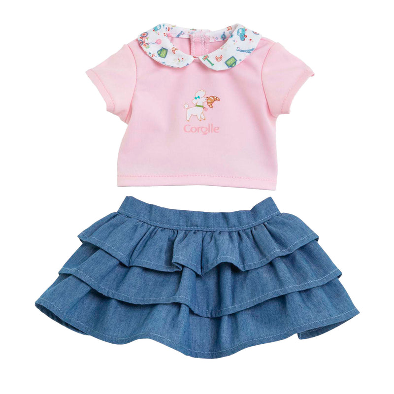 Load image into Gallery viewer, Corolle rok met ruches en t-shirt voor babypop, 30cm.
