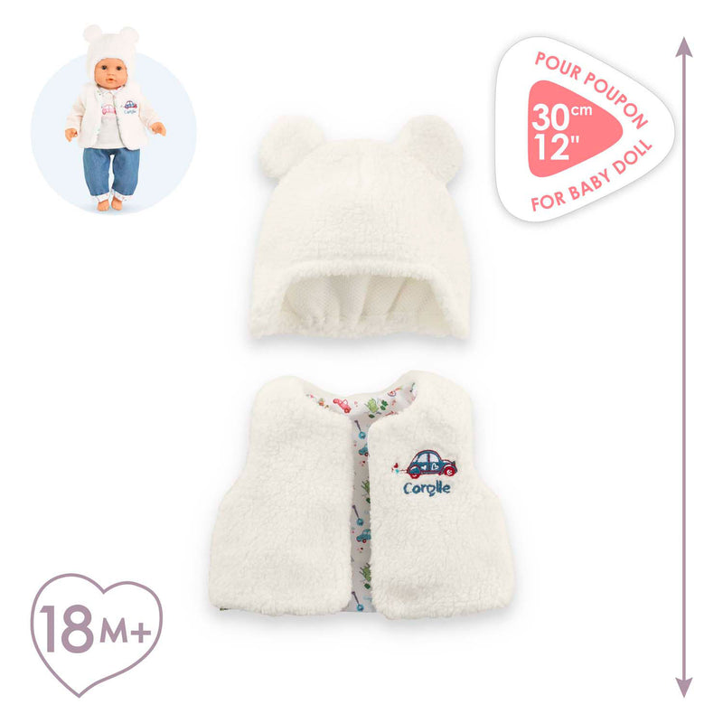 Load image into Gallery viewer, Corolle winterset babypop kleding wit 30cm - poppenoutfit.
