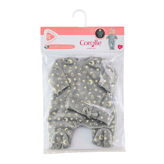 Corolle poppen pyjama glitter in het donker en haarband, 36cm
