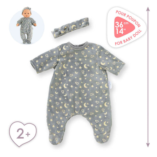 Corolle poppen pyjama glitter in het donker en haarband, 36cm