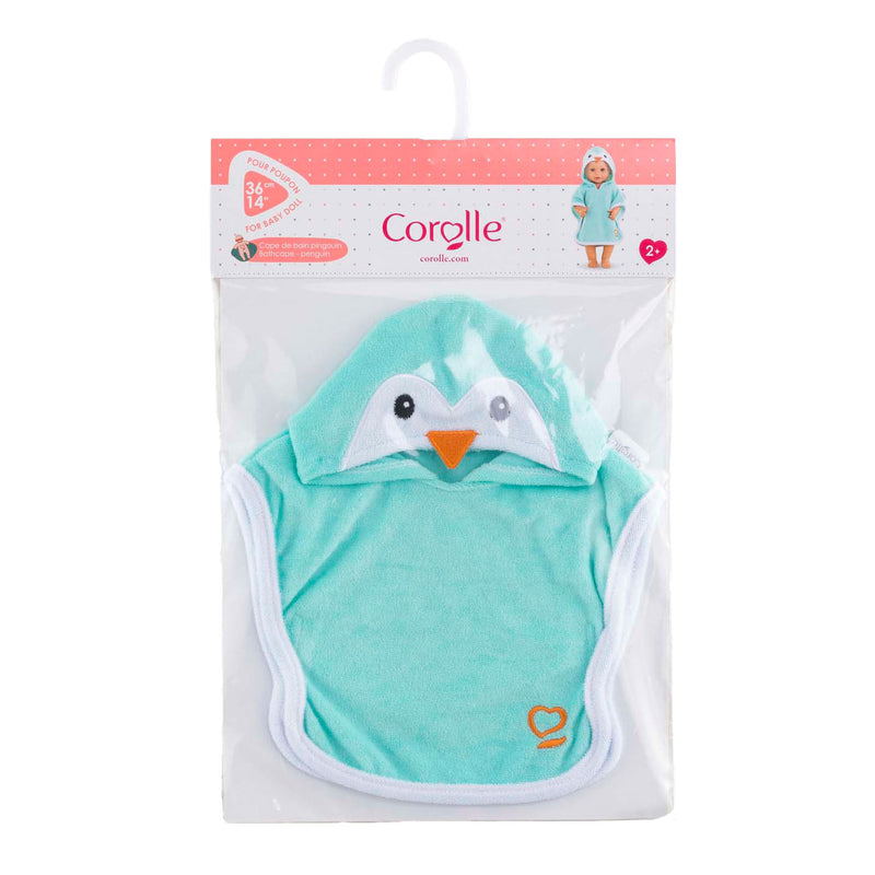 Load image into Gallery viewer, Corolle badcape babypop pinguin 36cm - poppenaccessoire blauw.
