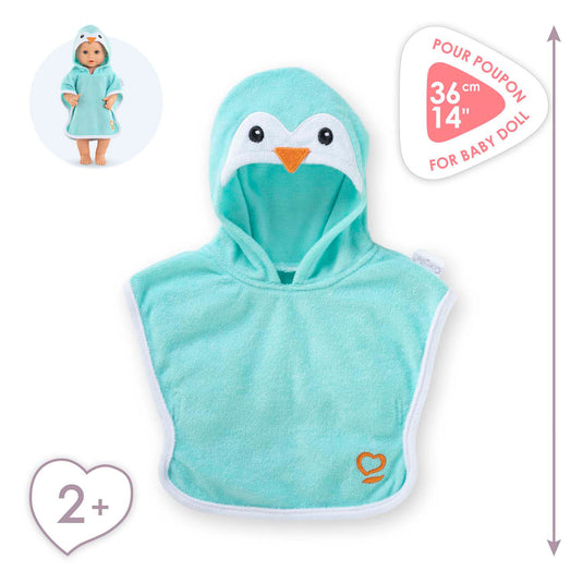 Corolle badcape voor babypop - pinguin, 36cm