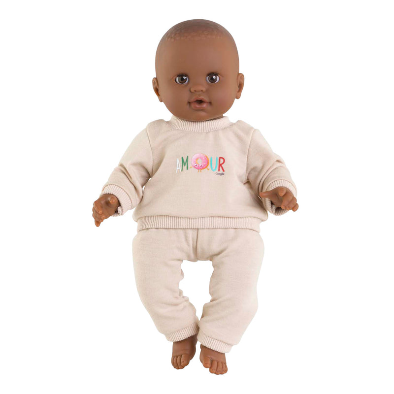 Load image into Gallery viewer, Corolle babypop trainingspak beige 36cm poppenkleding outfit.

