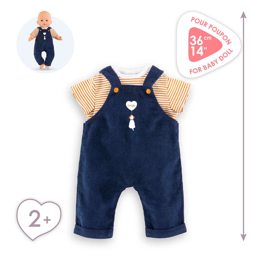 Corolle t-shirt en marineblauw overall, 36cm