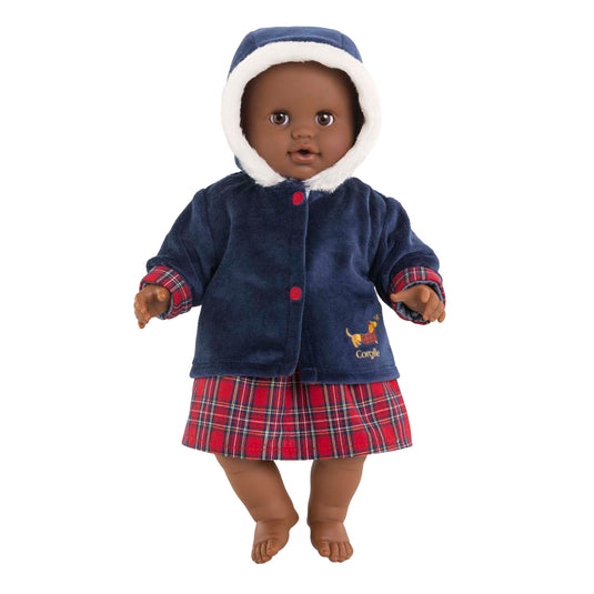 Corolle babypop winterjas - donkerblauw, bontkraag, 36cm poppen.