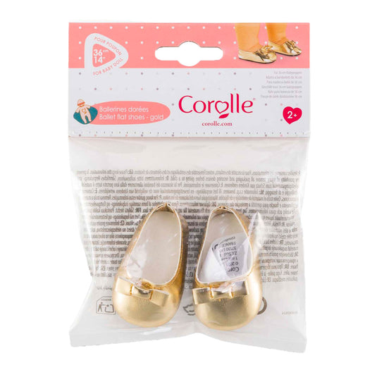 Corolle babypop gouden ballerina schoenen - poppenaccessoire 36cm.