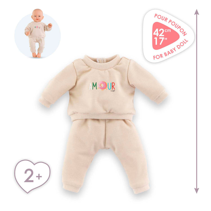Load image into Gallery viewer, Corolle babypop trainingspak - beige outfit voor pop 42cm.
