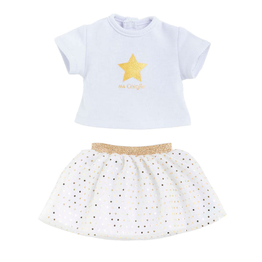 Corolle topje en rok set voor poppen van 36cm - ivoor goud