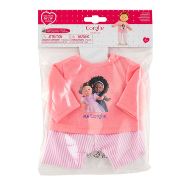 Corolle poppen pyjama roze 36cm - poppenkleding set.