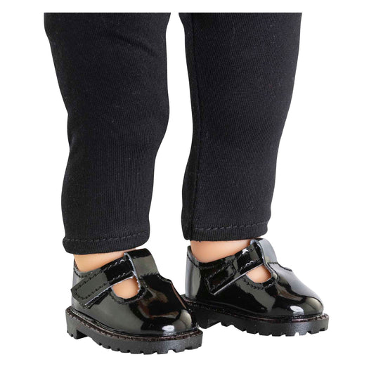 Corolle zwarte gelakte babyschoentjes voor poppen, 36cm