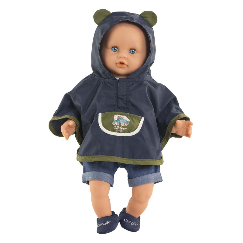 Load image into Gallery viewer, Corolle regenponcho poppenkostuum kleine ontdekker 30cm blauw.
