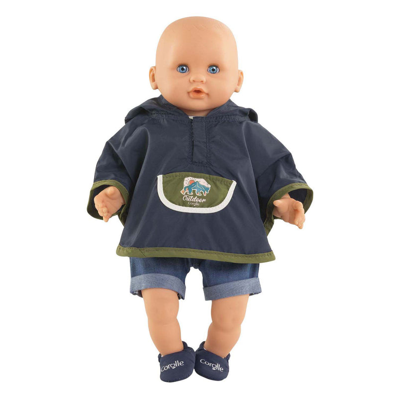 Load image into Gallery viewer, Corolle regenponcho poppenkostuum kleine ontdekker 30cm blauw.
