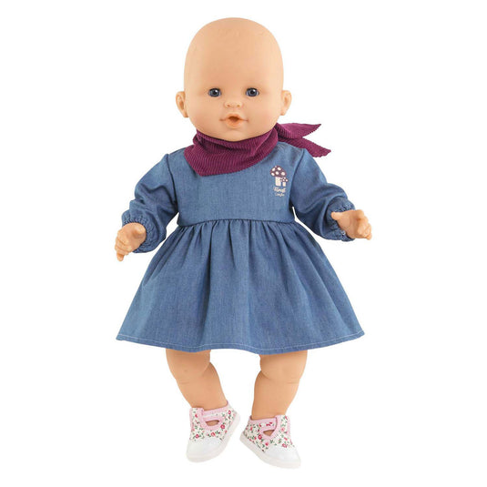 Corolle poppen jeansjurk met sjaal - babypop kleding 36cm denim.