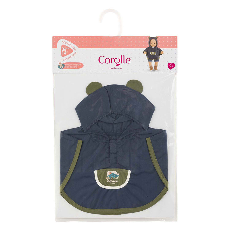 Load image into Gallery viewer, Corolle regenponcho poppenkostuum 36cm met capuchon en berenoortjes.

