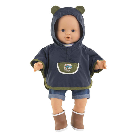 Corolle regenponcho poppenkostuum 36cm met capuchon en berenoortjes.