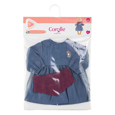 Corolle poppenjurk jeans met sjaal voor babypop 42cm - poppenkleding.