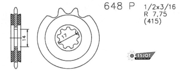 Esjot aandrijfrondsel 0648 sprocket 415 13z silent