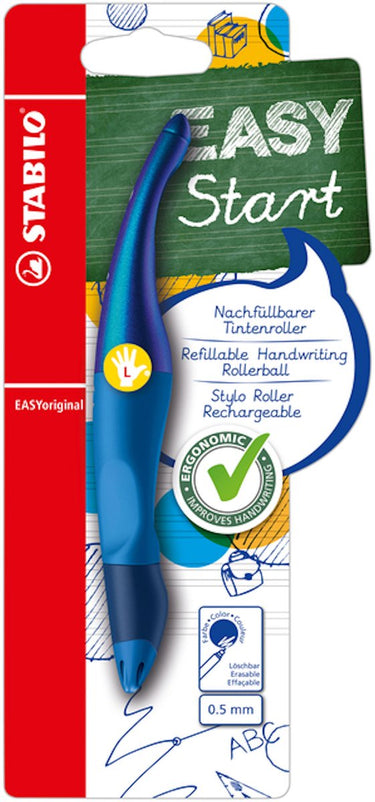 Stabilo easyoriginal - ergonomische rollerball - linkshandig - blauwe inkt - holograph edition - navulbaar - blauw