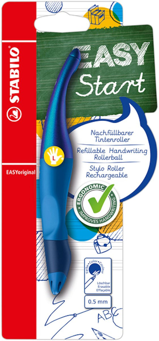 Stabilo easyoriginal - ergonomische rollerball - linkshandig - blauwe inkt - holograph edition - navulbaar - blauw