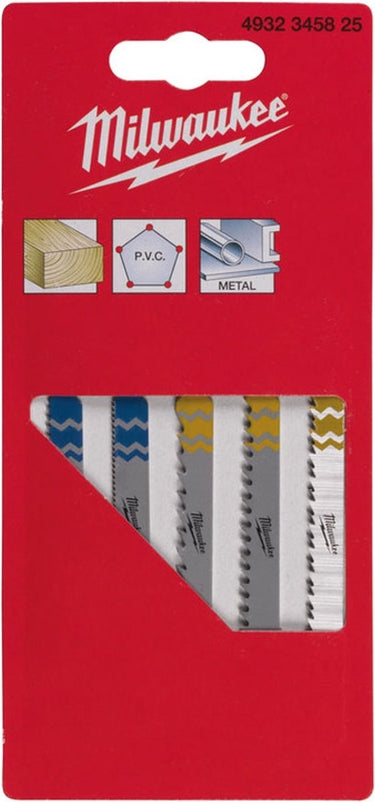 Milwaukee 4932345825 5 delig profi-set decoupeerzaagblad set - hout metaal kunststof