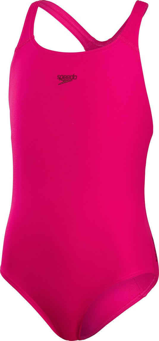 Speedo endurance+ medalist meisjes sportbadpak - kleurvast badpak meisjes - chloorbestendig zwempak meisjes - sportbadpak kids met medalist-rug - roze - maat 176