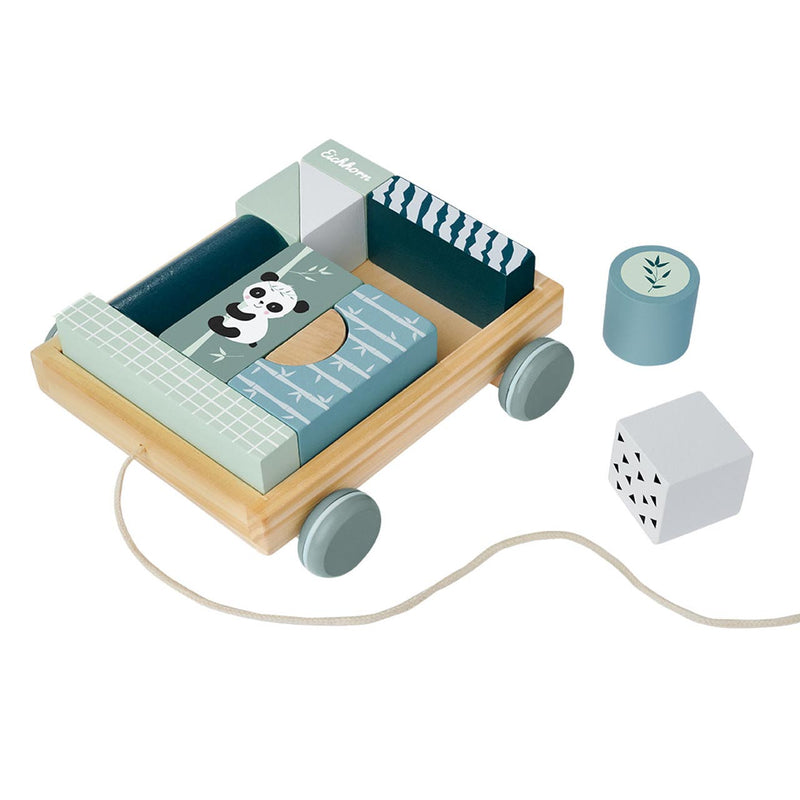 Load image into Gallery viewer, Eichhorn houten blokkenwagen panda
