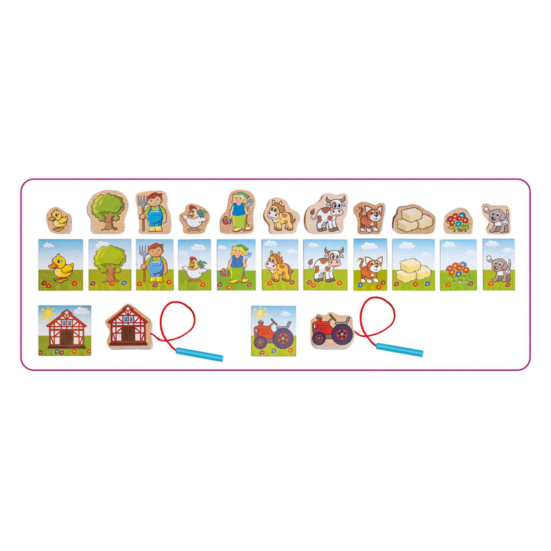 Load image into Gallery viewer, Janod houten rijgspel educatief speelgoed 13-delig multi kleuren.
