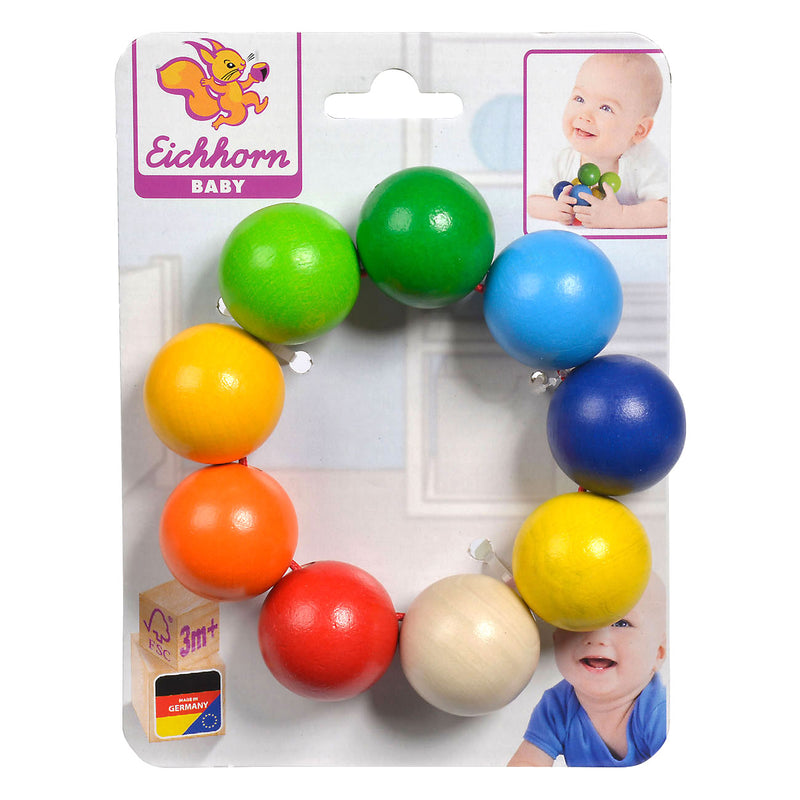 Load image into Gallery viewer, Eichhorn baby houten grijpring met kralen
