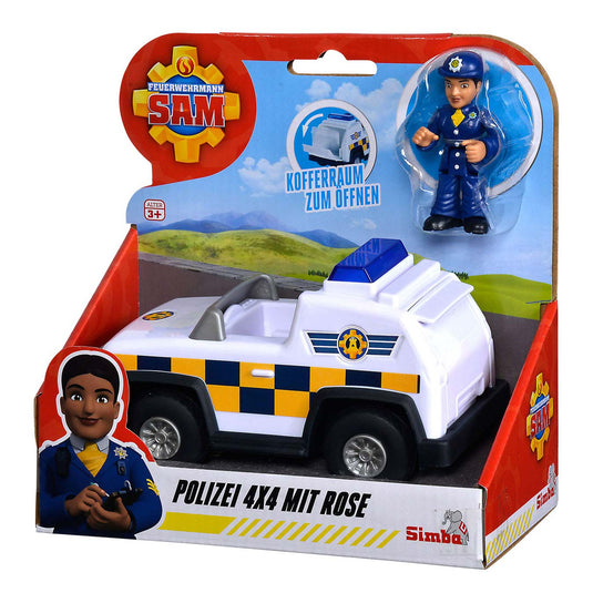 Simba brandweerman sam politie 4x4 jeep met speelfiguur