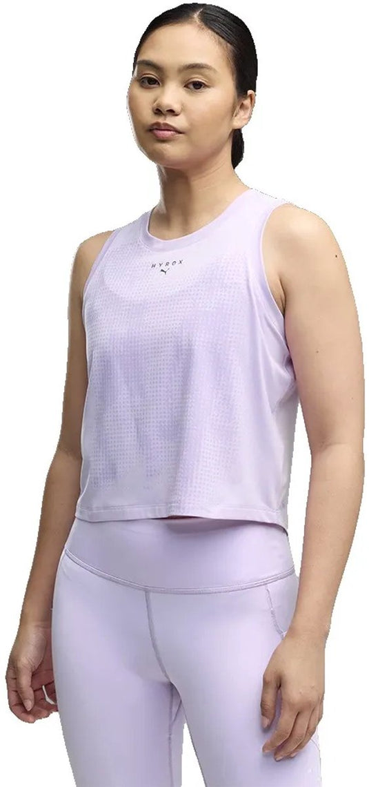 Puma x hyrox cloudspun thermoadapt cropped mouwloos t-shirt paars xs vrouw