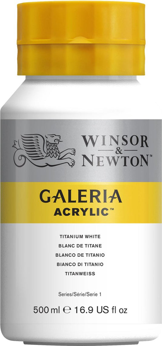 Winsor newton 2150644 galeria acrylverf – titanium white, 500 ml pw6 pigment – dekkende acrylverf