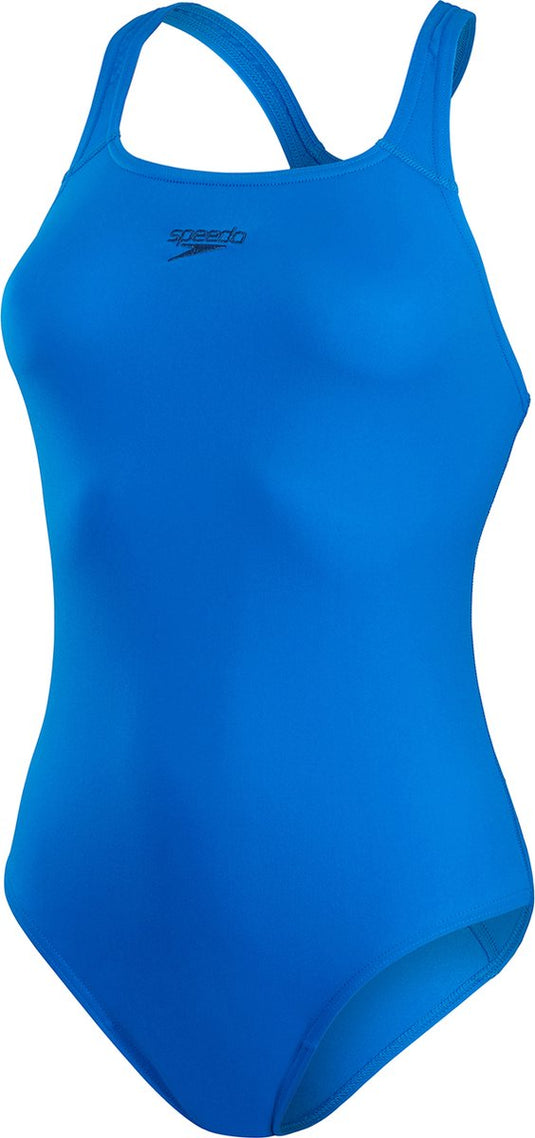Speedo endurance+ medalist dames sportbadpak - kleurvast badpak dames - chloorbestendig zwempak dames - sportbadpak dames met medalist-rug - blauw - 44