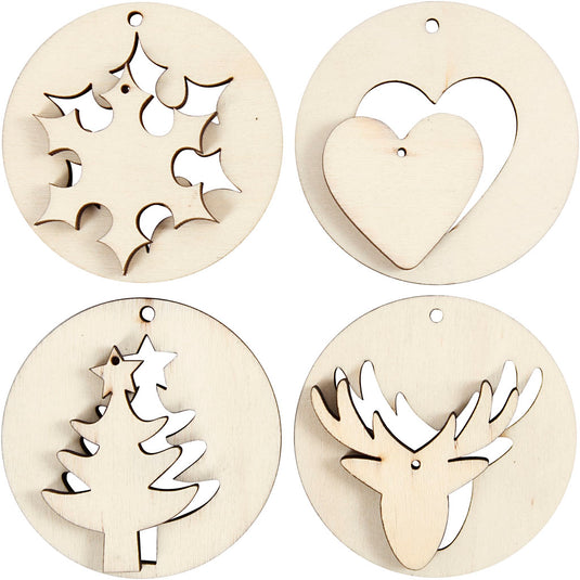 Creativ company houten kersthangers 2in1, 8st.