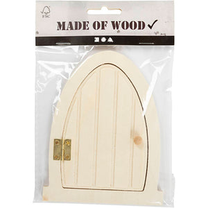 Creativ company houten miniatuur deur met scharnieren, 13x10cm