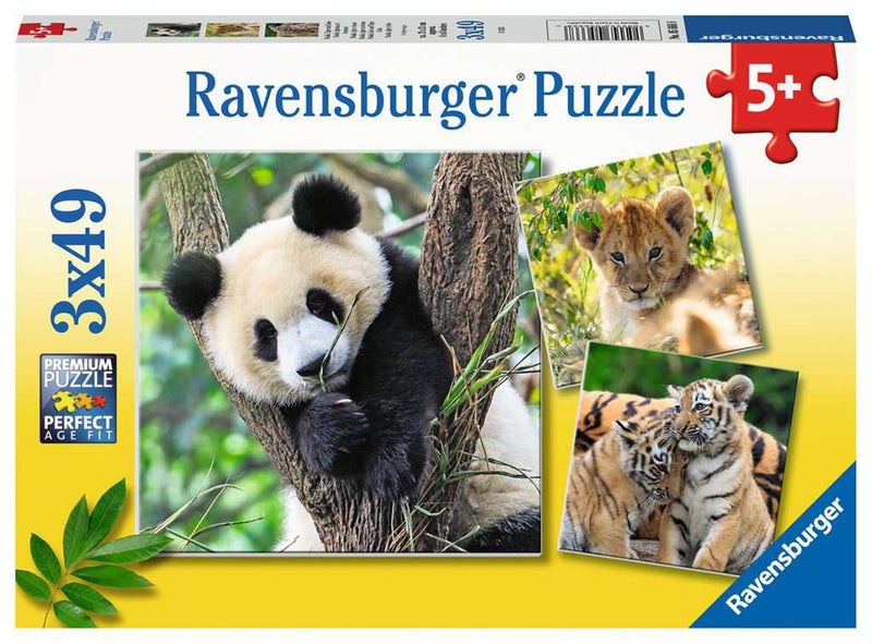 Load image into Gallery viewer, Ravensburger puzzel panda, tijger en leeuw - legpuzzel - 3x49 stukjes
