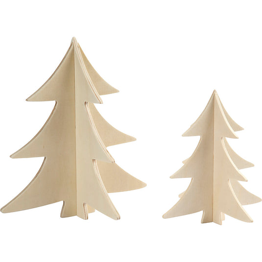 Creativ company versier je 3d houten kerstbomen, 2st.