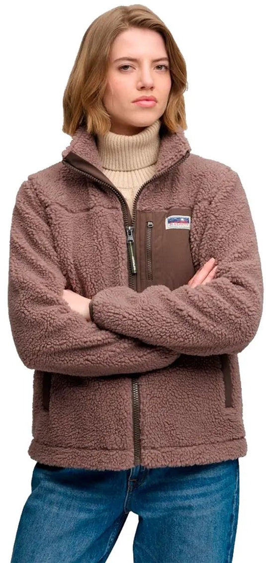 Superdry - heritage zip through fleece - dames - hoodies