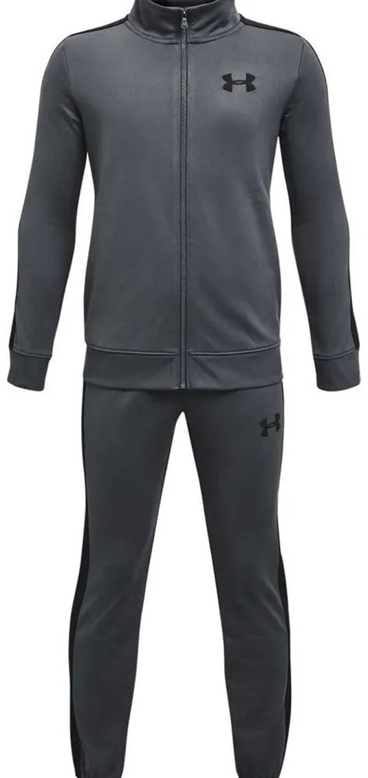 Under armour ua rival knit track suit-gry jongens trainingspak - pitch grijs - zwart