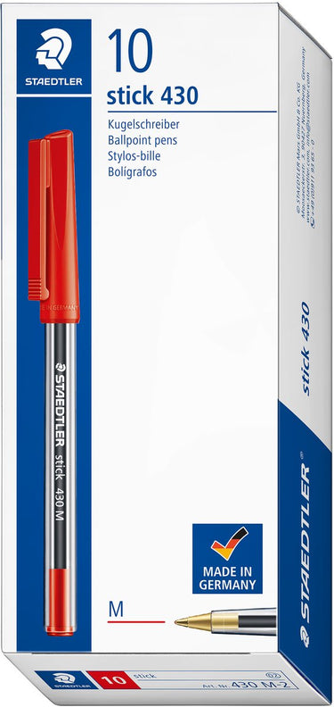 Staedtler balpen 430 medium rood |pennen | pennen set | 10 stuks