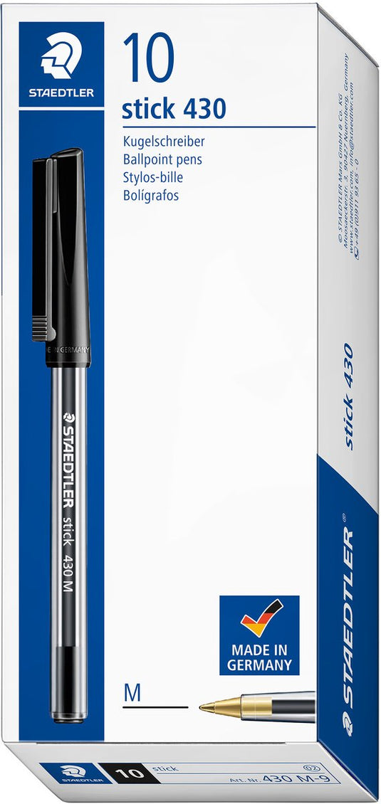 Staedtler balpen 430 medium zwart per 10 stuks