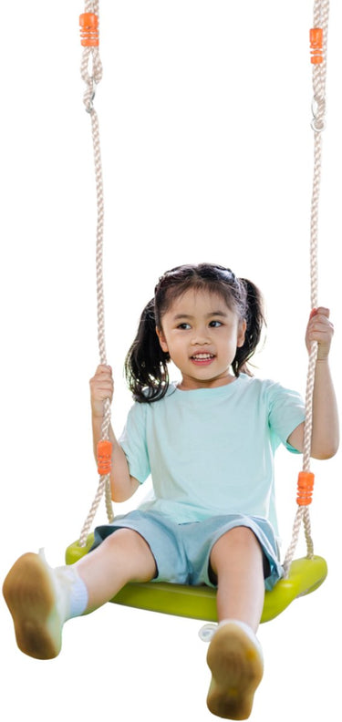 Eddy toys schommel - kunststof schommel 3-14 jaar - schommel tot 100 kg met verstelbare touwen - 38x16x19 cm - groen
