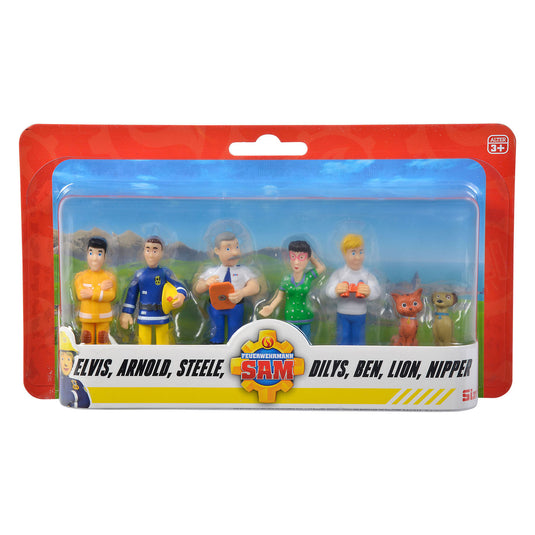 Simba brandweerman sam speelfiguren met 2 hondjes set, 7st.