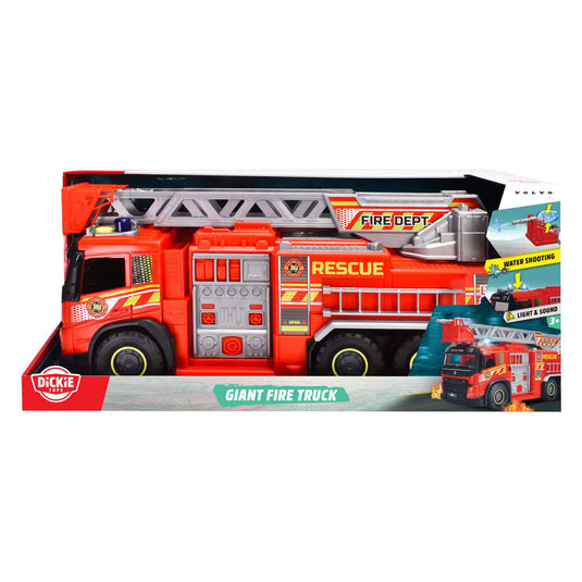 Dickie toys - volvo giant fire truck - brandweerwagen - licht en geluid - hulpdiensten - vanaf 3 jaar