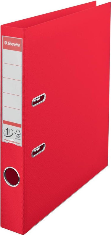 Esselte no.1 vivida kunststof a4 ordner met etikethouder - voor 350 vel - rugbreedte van 50mm - rood