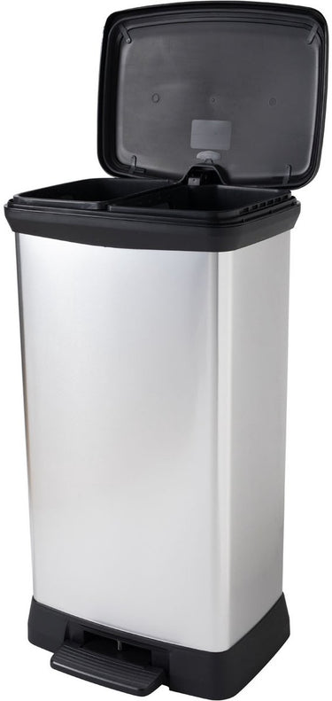 Curver decobin duo prullenbak - 23l+23l - rechthoekig - metallic