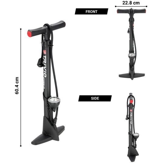 Trivio - breeze fietspomp met drukmeter - dubbel ventiel zowel presta als schrader. type storm