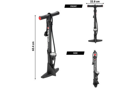 Trivio - breeze fietspomp met drukmeter - dubbel ventiel zowel presta als schrader. type storm