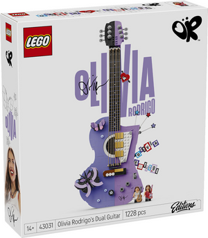Lego editions olivia rodrigo's dubbele gitaar bouwpakket voor kinderen en tienerkamer decoratie - 43031