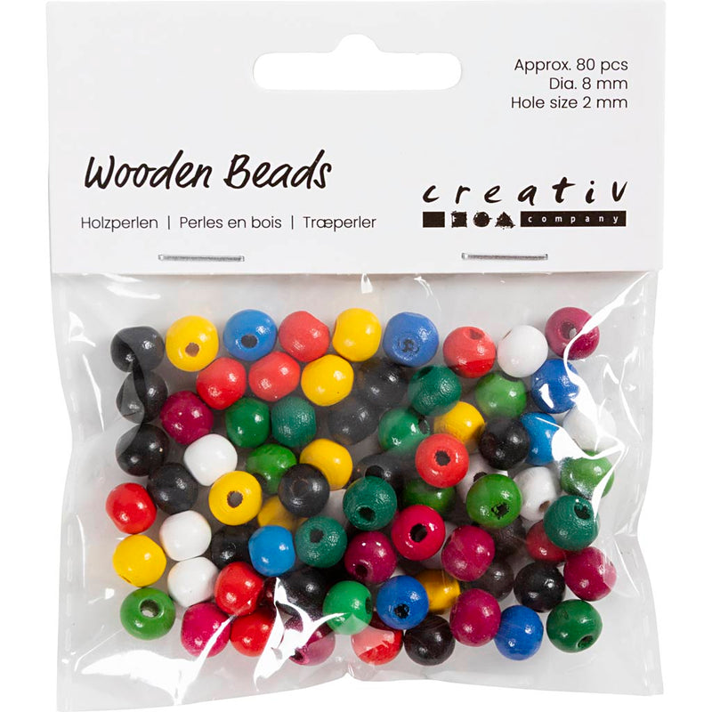 Load image into Gallery viewer, Creativ company http: www.cchobby.nl houten-kralen-d-8-mm-gatgrootte-2-mm-ca-80-stuk-diverse-kleuren-15-gr-1-doos
