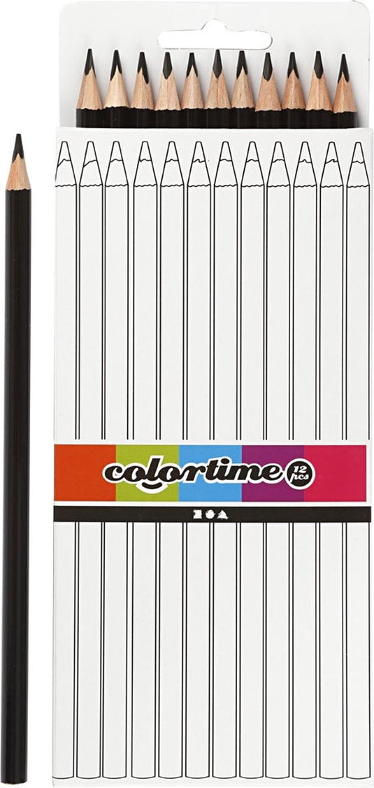 Colortime driehoekige kleurpotloden - zwart, 12st.